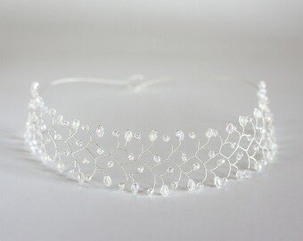12_Hair accessories, Crystal headband, Crystal tiara, Silver headband, Headpiece crystals, Crystal crown, Goddess headpiece, Wedding crown.