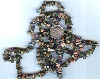 Unakite Genuine Gemstone Chip Beads Full 36"