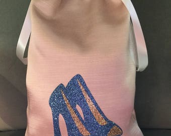 Travel Shoe Bag, Satin Shoe Bag, Bridesmaid Gift, Bridal Shower Gift
