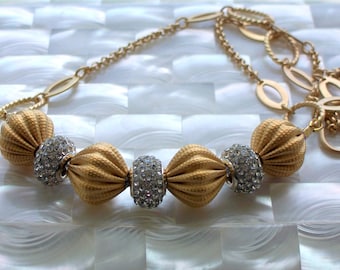 Gold Necklace, Crystal Necklace, Chain Jewelry, Beaded Necklace, Fashion Jewelry, Modern Jewelry, Nickel Free Chain