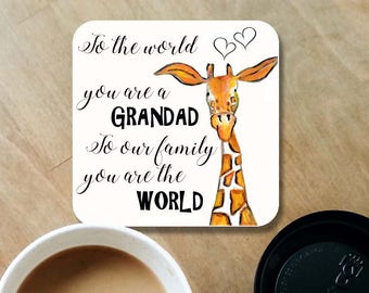 Grandad coaster, wooden coaster, Grandad gift, table coaster, drink coaster, giraffe coasters, Fathers day