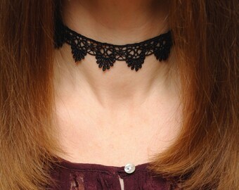 Black choker Lace choker Black lace Choker necklace Lace necklace Lace Boho choker Lace Gothic choker Victorian choker girlfriend gift ideas
