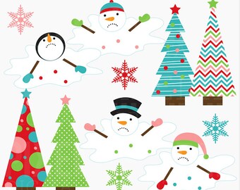 melting snowman melted snowmen clip art digital - Melting Snowmen Digital Clipart - BUY 2 GET 2 FREE