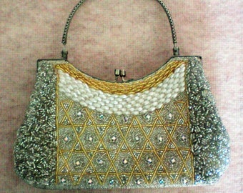 Beaded and Rhinestone Evening Bag Purse - 5830