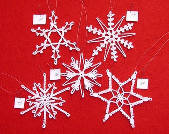 PDF Patterns for 5 Crocheted Snowflakes - set 8