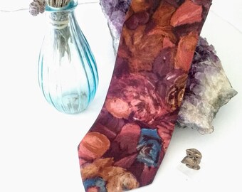 Vintage Polyester Floral Necktie FREE SHIPPING / Multi-tie discount