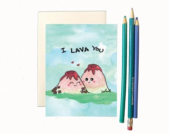 Anniversary card, anniversary card for boyfriend, funny anniversary card for husband, funny love card, cute love card, i lava you, lava card
