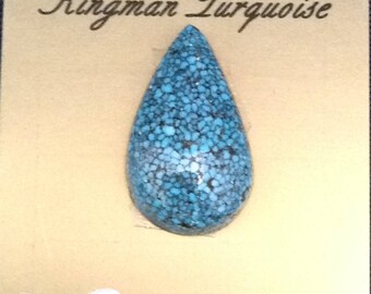 Natural Kingman Turquoise/Spiderweb/cabochon/teardrop/11.5 carats/arizona turquoise/backed/STNC26