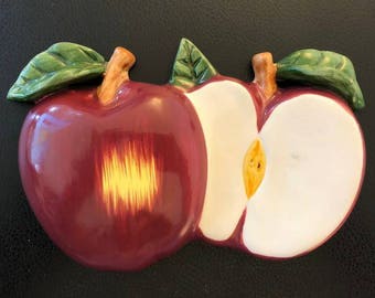 Ceramic Red Apple Slice Wall Hanging
