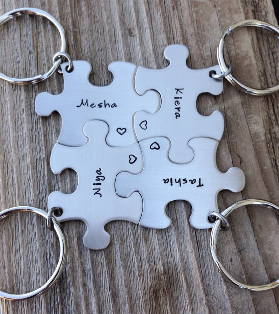 Puzzle piece keychain set wedding party gift or best friends