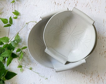 Ceramic nesting set, white Ceramic Serving Bowls, Modern Salad Bowls, White minimalist bowls, Decorative unique serving bowls, Holidays gift