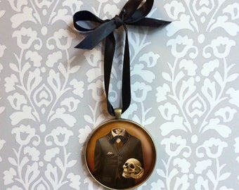 Gothic Ornament, Skull Ornament, Headless, Skeleton Decoration, Christmas, Portrait Miniature,