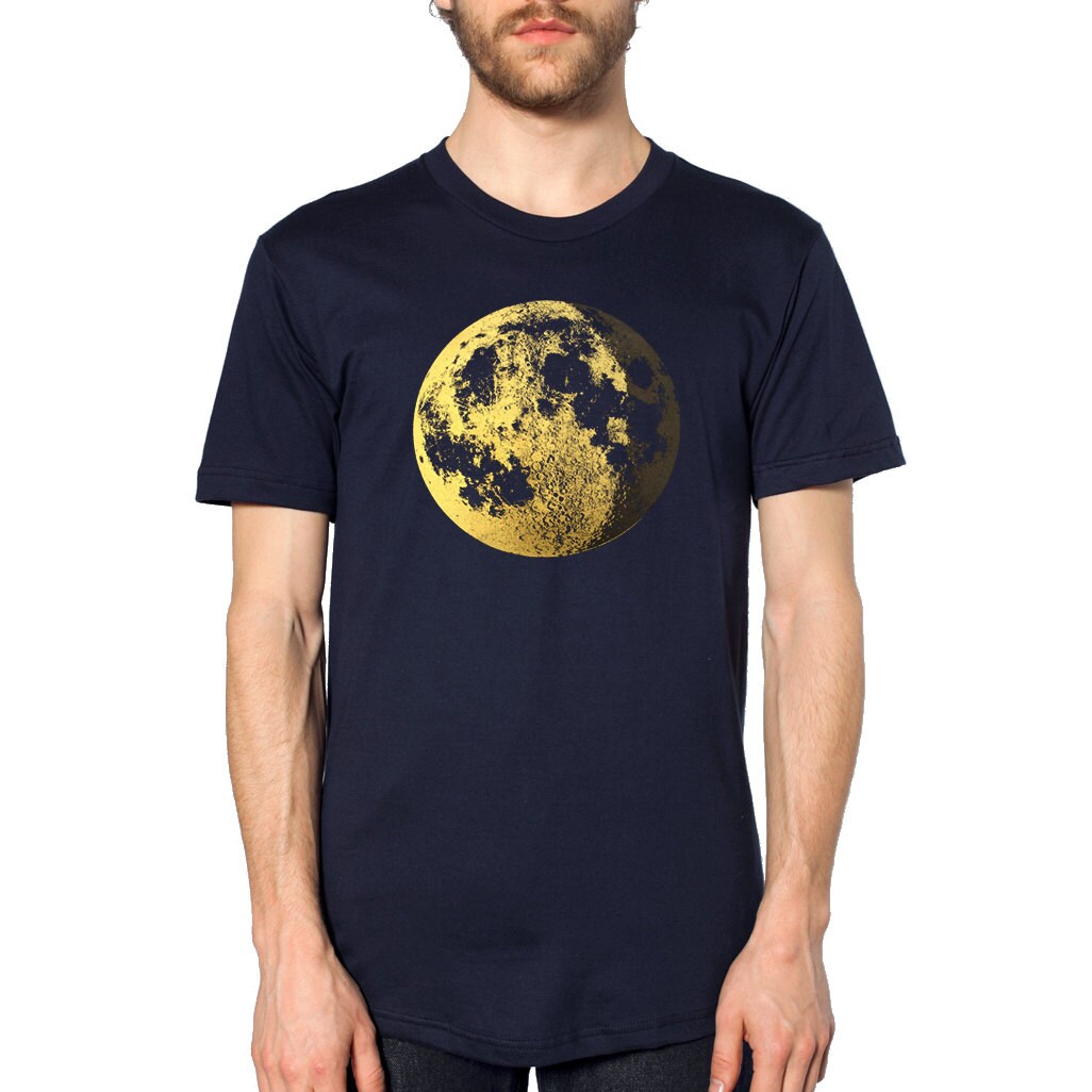 Moon Shirt Mens Moon tShirt Full Moon t-shirt Gold Moon