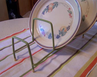 Vintage 40s-50s Green Rubber Coated Plate Rack, Glamping, Cupboard Space Saver, Cupboard Dish Rack, MCM Kitchen