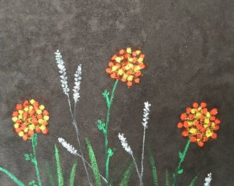 Small Garden, Beautiful Flowers, Painting on suede fabric, Oil Painting, Wall Art Canvas, decorative painting