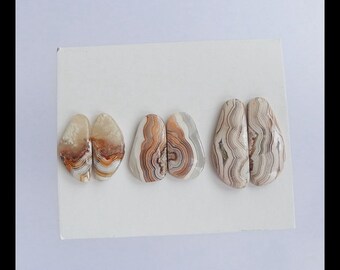 Sell 3 Pairs Of Crazy Lace Rosetta Stone Gemstone Cabochon Set,25x10x4mm,19x9x3mm,6.3g(v0318)