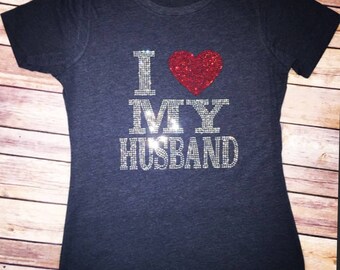 I Love My Husband Bling Rhinestone Tee
