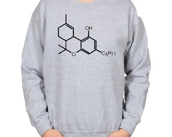 THC Chemical Compound Sweatshirt, THC Molecule Shirt, Chemical Structure Sweater, Weed Clothing, Legalize Cannabis Crewneck Jumper