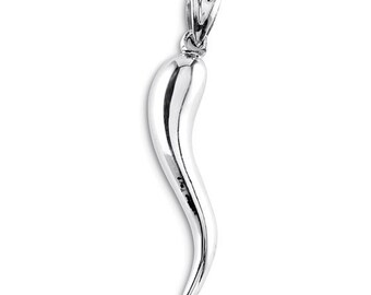 Pendentif Corne Rouge Napolitaine En Argent 925 - Charm Porte-Bonheur Avec Couronne