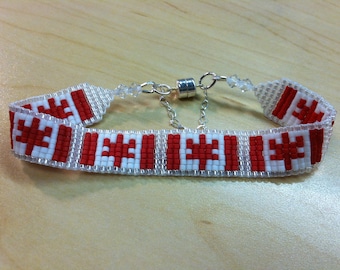 Canadian Flag Beaded Bracelet