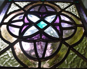 Stained Glass Floral Design in Lavender and Amber