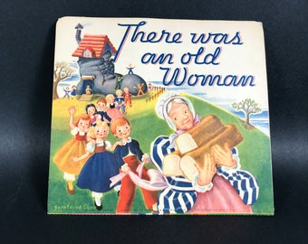 Pop Up Nursery Rhyme Book Card~~Vintage from 1930~~There Was an Old Woman~~Geraldine Clyne NY