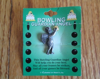 Vintage Guardian Angel Bowling pin on original card