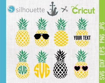 Pineapple SVG Files, Circle Monogram svg, Tropical Summer, Pineapple monogram, Pineapple sunglasses svg, cut files for Cricut, Silhouette