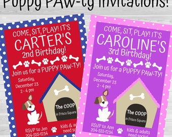 Puppy Party Birthday, Puppy Party Invitation, Puppy Party, Puppy Pawty, Birthday Invitation, Printable Invitation, DIY, Puppy Paw-ty