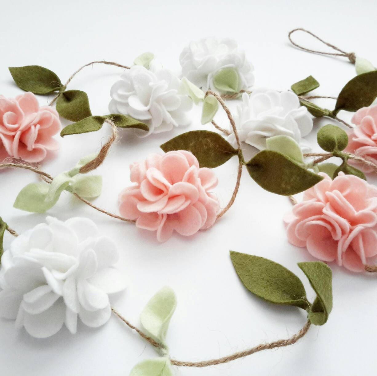 Felt Flower Garland Blush and White Felt Flowers Baby Shower