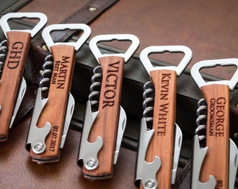 Bottle Opener, Personalized Bottle Opener, Groomsmen Gift, Wedding Gift, Engraved Corkscrew, Custom Bottle Opener, Custom Wine Opener