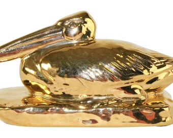 Rookwood Pottery 1986 Golden Pelican Paperweight