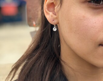 Simple Sterling Silver Dangle Earrings, Swarovski Zirconia Earrings, Small Earings, minimalist earrings, dainty earrings, bridal earrings