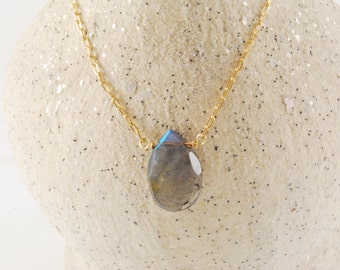 Labradorite Drop Gemstone Necklace