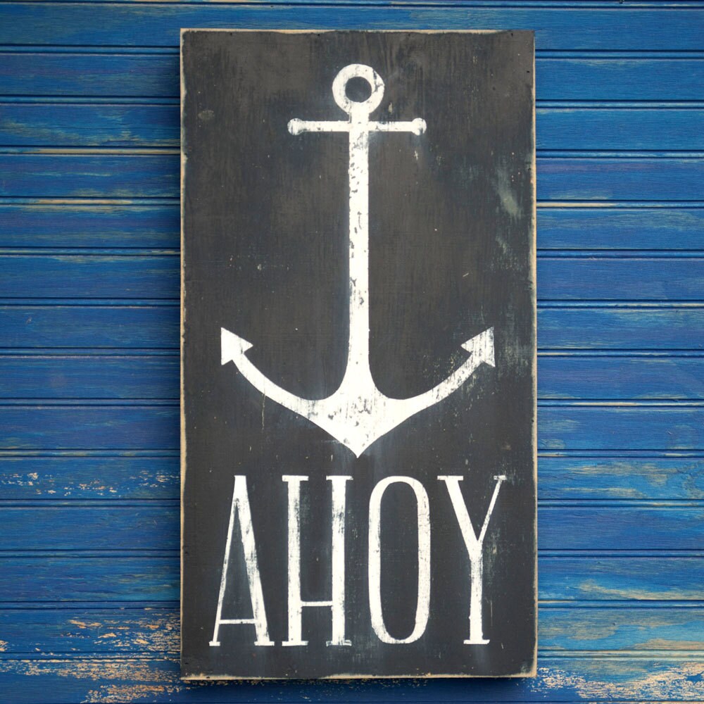 Coastal Sign Anchor Wall Decor Ahoy Sign Lake House