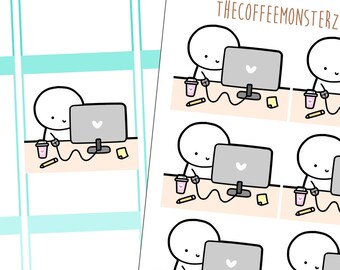 computer emotis - hand drawn emoti stickers for your planner! E200