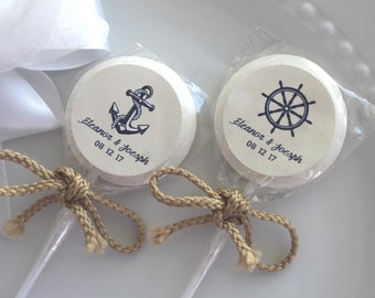 Nautical Candy Nautical Lollipops Wedding Candy Bridal Shower Candy 60 at 1.50 ea. 2 inch lollipop personalized