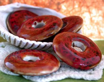 Porcelain Discs, Porcelain Beads, Porcelain Donuts, Ceramic Beads, Ceramic Donuts, Ceramic Discs POR-008
