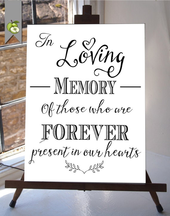 Download In Loving Memory Wedding Sign Memorial Table 8x10 and