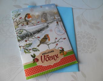 1 x double cardstock patterned bird card + envelope 16 x 11.5 cm