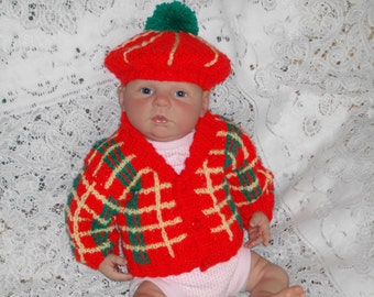 Knitting PATTERN No. 20 Newborn Tartan Jacket & Tam O Shanter PDF Format