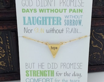 Gift of Hope, miscarriage gift, infertility necklace, gold hope necklace with message of hope, gift of encouragement for her, small simple