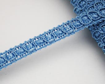 Blue tassel, 8 mm, 1 m, blue stripe trim