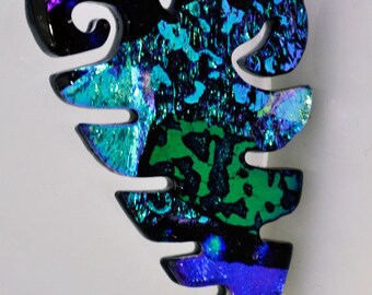 Dichroic Mosaic Tile, Large Heart Tile, Heart Tile, Decorative Tile, Large Glass Tile, Mosaic Tile, Glass Heart, Mosaic Dichroic Tile