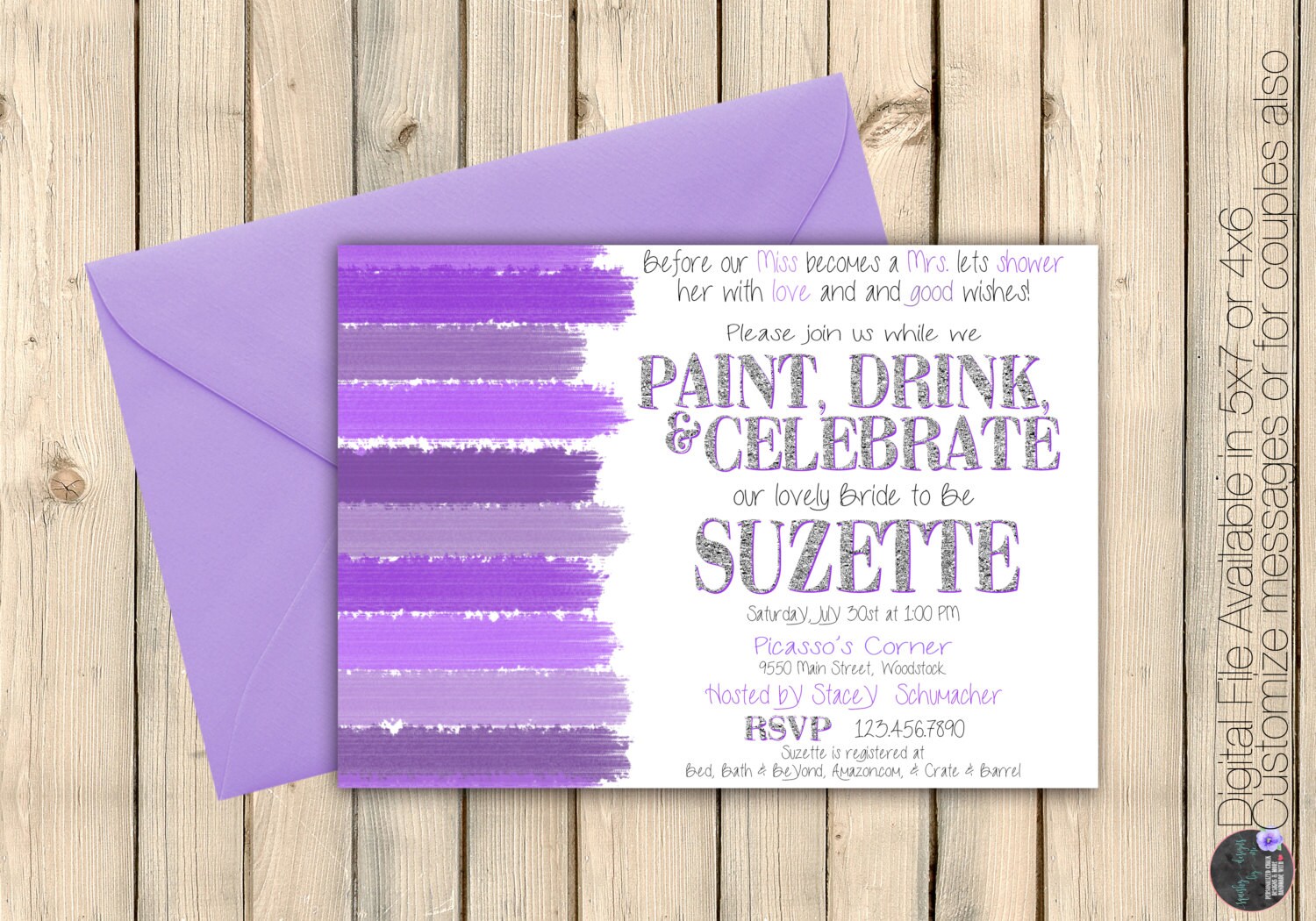Art Party Bridal Shower Invitation Paint and Sip Invite