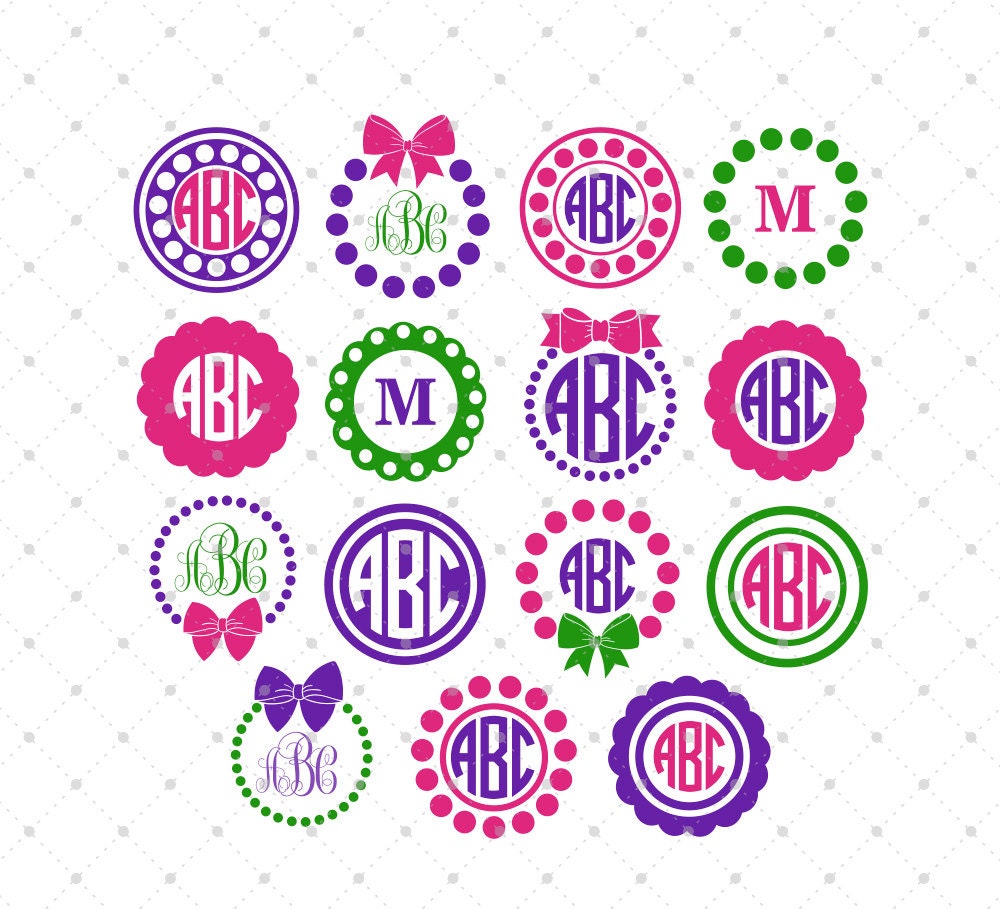 Download Circle Monogram Frame SVG Bow and Pearls svg Cut Files for