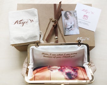 Photo and Embroidery Personalization Bundle for ANGEE W. Bridal and Bridesmaids Clutch Purses | Message and Photo Personalization
