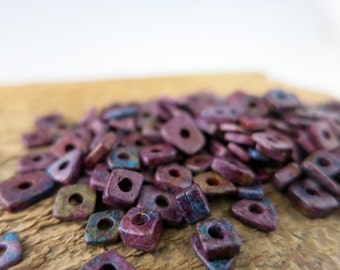 100 Mykonos Melitzania Raku Little Chip Beads, about 4x2mm Ceramic Bead, Made in Greece, MR1511