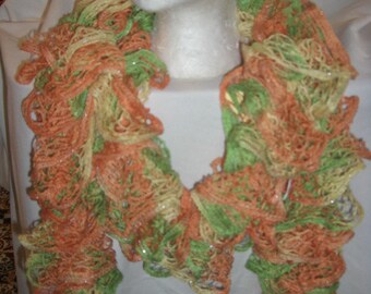 Handmade Knit Ruffle Scarf appr 4 x 68