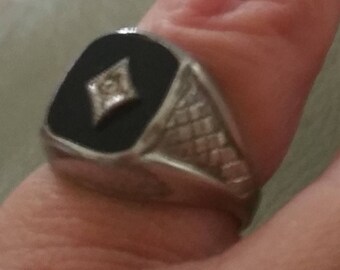 sterling Silver Onyx pinky Ring